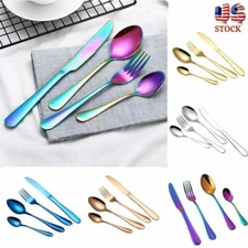 4pcs/Set Silverware Set Flatware Cutlery Sets Stainless Steel Knife Fork Spoon
