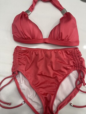 Venus Goddess Silver Buckle Bikini Top 32C/34B /36A &Fuller High Waist  Bottoms