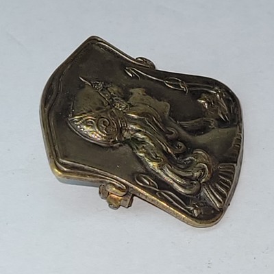 Broche Art Nouveau Femme Opéra Vers 1900 - Laiton Argenté - Ancienne
