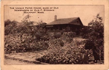 Postcard The Unique Paper House Made of Old Newspapers Rockport Massachusetts