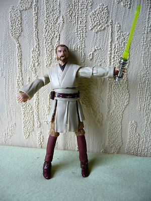 Star Wars Hasbro Kenner Figur Obi Wan m. Leuchtschwert, 10 cm - TOP Zustand