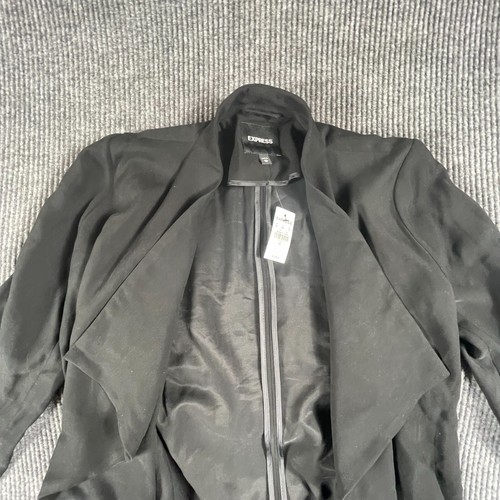 Express Jacket Womens XS Black Open Front Kimono Zipped Pockets Long NEW $128 - Picture 6 of 16