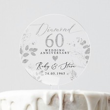 Personalised Diamond Anniversary Cake Topper, 60th Anniversary Cake Topper