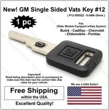 New! GM Genuine OEM Single Sided Uncut Ignition Vats Logo Key Blank w/ Chip #12