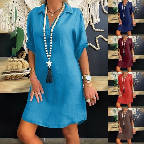Women Long Loose Shirt Dress Plus Size 