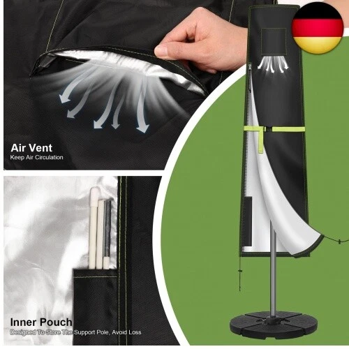 VDISRR Sonnenschirm Schutzhülle, Sonnenschirm Abdeckung mit Stab und - Bild 4 von 8