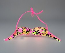 True Vintage Summer Beach Made In USA Ilgwu Retro Colorful Bikini Top Neon Sz 9