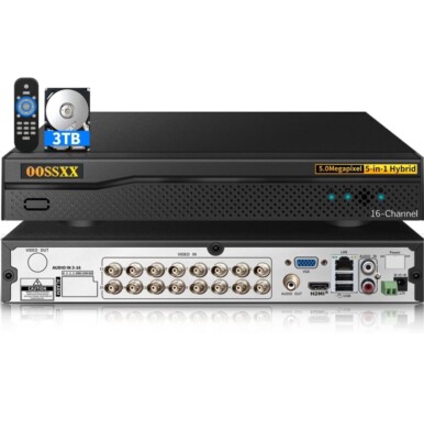 OOSSXX DVR 16-Channel Hybrid Capability 5-in-1 Digital Video Recorder 5.0MP HD