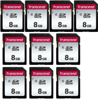 10 Transcend SDHC 8GB Class 10 Memory for Canon T7, T7i, SL2, T6, T6i, T5, T5i  