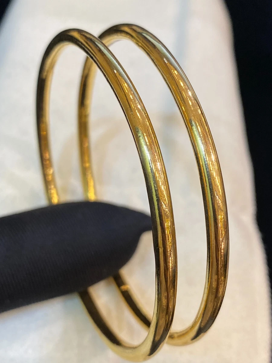 Classy Dubai Handmade 4 MM Pipe Bangles Bracelets In 916 Solid 22K Yellow Gold