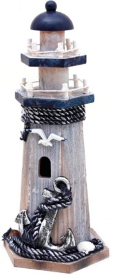 Wooden Lighthouse Decor, 10.25Inch Decorative Nautical Lighthouse Rustic Ocean S