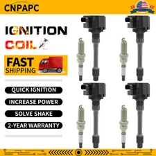 4X Ignition Coil & Iridium Spark plug For 16-21 Honda Civic 1.5L 2.0L OE# UF781
