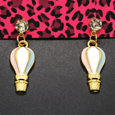 Betsey Johnson Crystal Hot Air Balloon Craft Drop Dangle Earrings Free Gift Bag