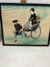 JAPANESE  GEISHA Painting on Silk FRAMED SIGNED — photo 1