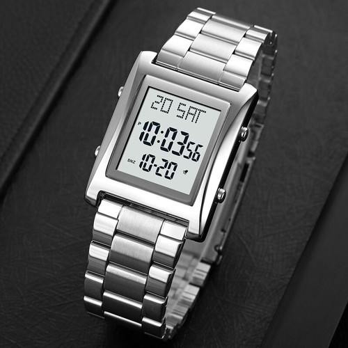Mens Boy Casual Sports Waterproof Quartz Digital LED Stainless Steel Wrist Watch - Picture 5 of 17