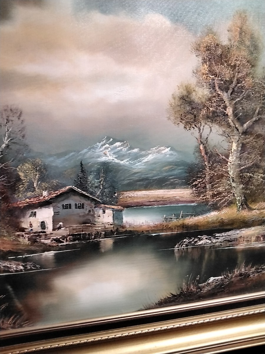 Sighned 1950s Heinz Ross Original Oil Painting On Canvas In