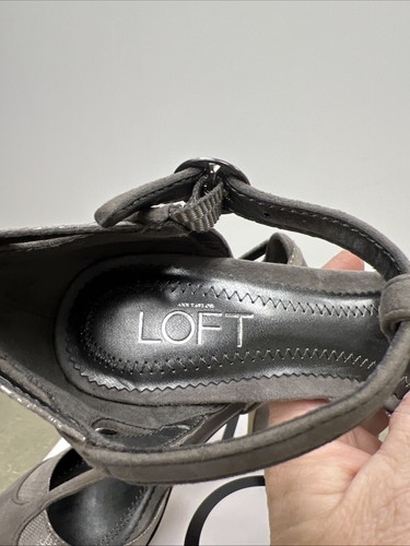 Ann Taylor LOFT T-Strap Gunmetal Shade Upper Stiletto Heels - Size 6 M Lou Lou - Picture 3 of 9