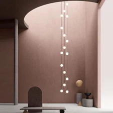 Minimalist creative LED lighting glass ball Club villa staircase pendant lamps