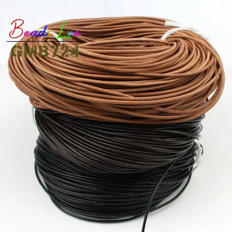 Cords Craft 3mm Braided Leather Cord for Jewelry Making, Round