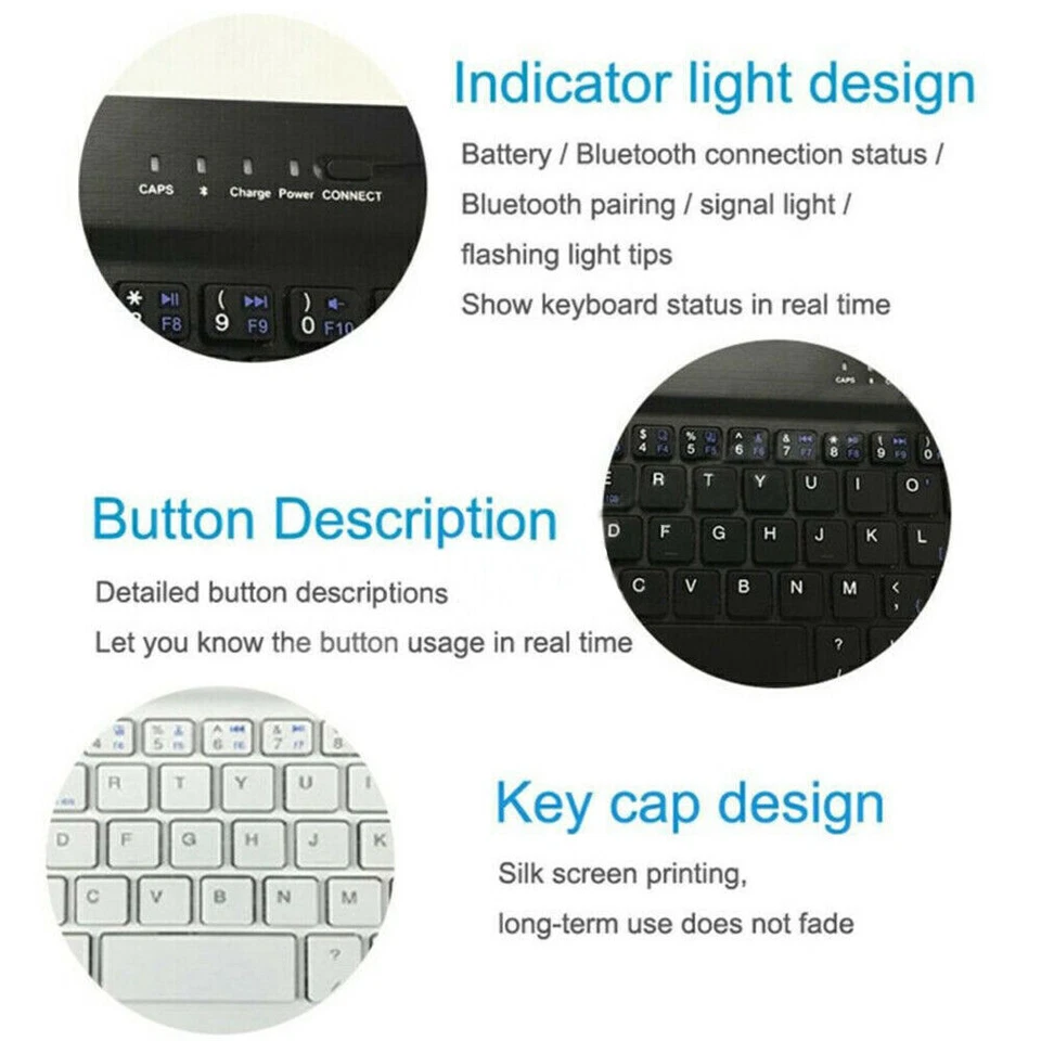 For Alcatel 1T 3T Pixi 7.0/10.1 inch Tablet Slim Keyboard Case Folio Stand Cover - Image 4 of 4