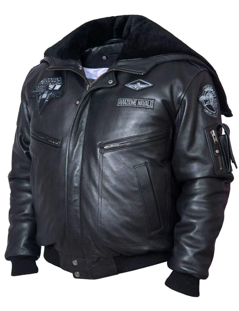 Pilot Bomber Jacket Men's Harrier Top Gun Cowhide Leather Aviation Flight Wear