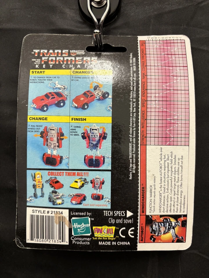 Windcharger - G1 Transformers Key Chain - MOSC - 2002 Fun 4 All & Hasbro - Image 2 of 2