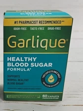 Garlique Healthy Blood Sugar Caplets 60 Count Expires 12/26+