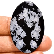 Natural Snowflake Obsidian Oval Shape Cabochon Gemstone 39.5 Ct 42X28X4mm A19077