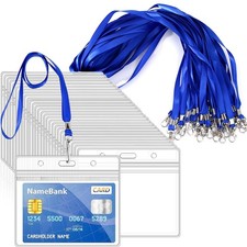 36pcs Blue Lanyards for Neck with Card Holder, Clear 36 pcs, 