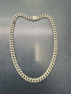 Collana maglia cubana da uomo in argento sterling con zirconi 20" 96 3 grammi 9 8 grammi