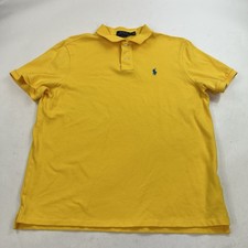 Polo Ralph Lauren Yellow Classic Fit Short Sleeve Polo Shirt Sz Large Blue Pony