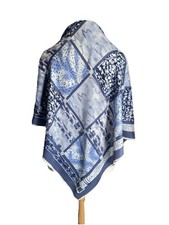 AS3 Vintage Womens Blue Python Snake Animal Print Silk Scarf Large Square Wrap