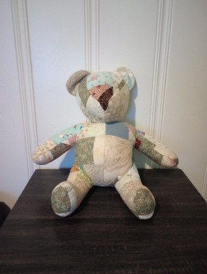 Homemade Teddy Bear Made From Vintage Antique Handstitched Quilt Buddy Bear USA
