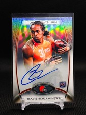 2012 Topps Platinum Rookie On-Card Auto Refractor 166 Travis Benjamin Browns. rookie card picture