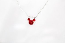 Disney RED Crystal Sterling Silver Necklace - 18 inch - Mickey Mouse