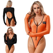 Women's Prisoner Costume Jail Romper Halloween Party Criminal Playsuit Cosplay