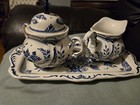 Blue Delft Hand-Painted Holland Sugar And Creamer Set With Trey — photo 3