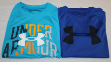 Boys Under Armour Heatgear Short Sleeve Shirts Lot Of 2 Size Loose YLG