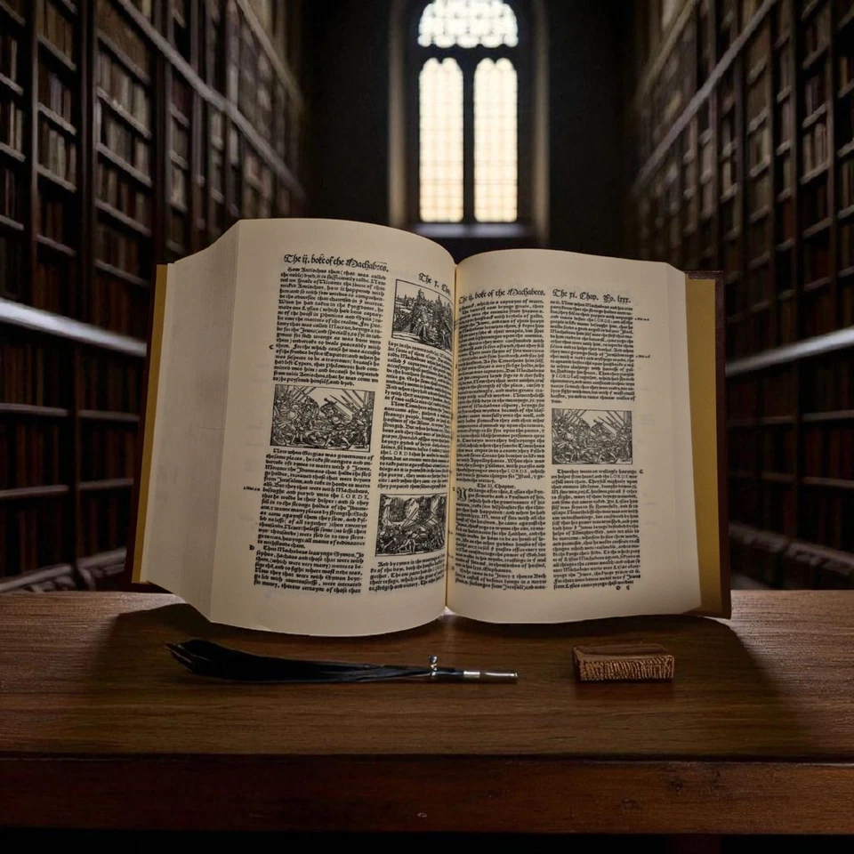 1535 Coverdale: First Printed English Bible Facsimile RARE Burgundy Leatherbound - Image 2 of 4