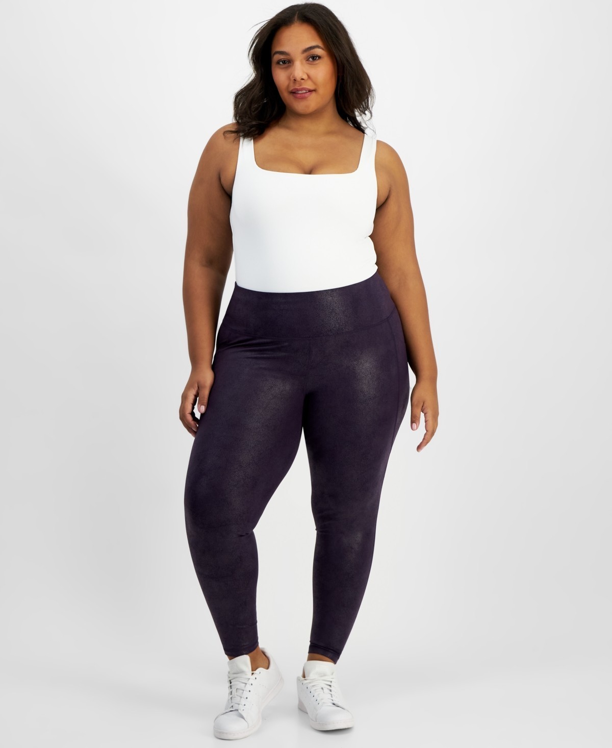 ID Ideology Plus Size Metallic Leggings,  Regal Plum, 2X