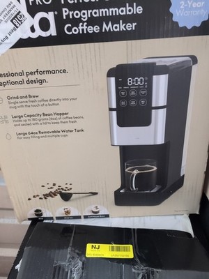 bella PRO Programmable Single-Serve Coffee Maker Integrated Burr Grinder Silver