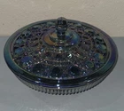 VTG Indiana Windsor 1318 Iridescent Blue Carnival Glass Candy Dish & Lid EUC!