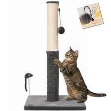 29.5 Inch Tall Cat Scratching Post Indoor Sisal Carpet Scratcher Smoke Gray