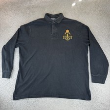 Vintage Polo Ralph Lauren Mens Rugby Crest Sweatshirt Heavy Black XL