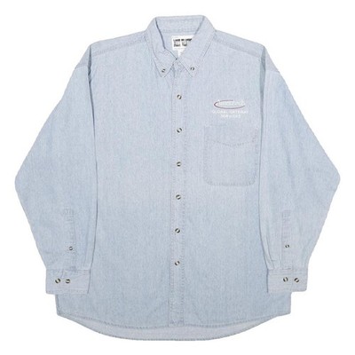 MOST WANTED Herren Jeanshemd Blau Baumwolle Knopfleiste Langarm Regular M