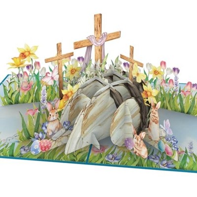  3D He Is Risen Resurrection Pop Up Easter Card with Notecard   Empty Tomb and 