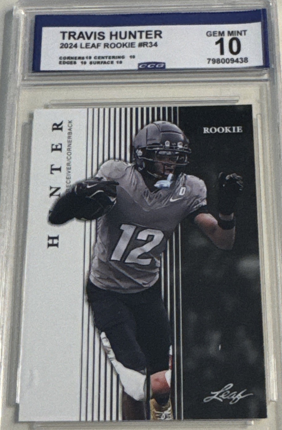 Travis Hunter 2024 Leaf Rookie - #R34 Rookie GEM MINT 10 CCG