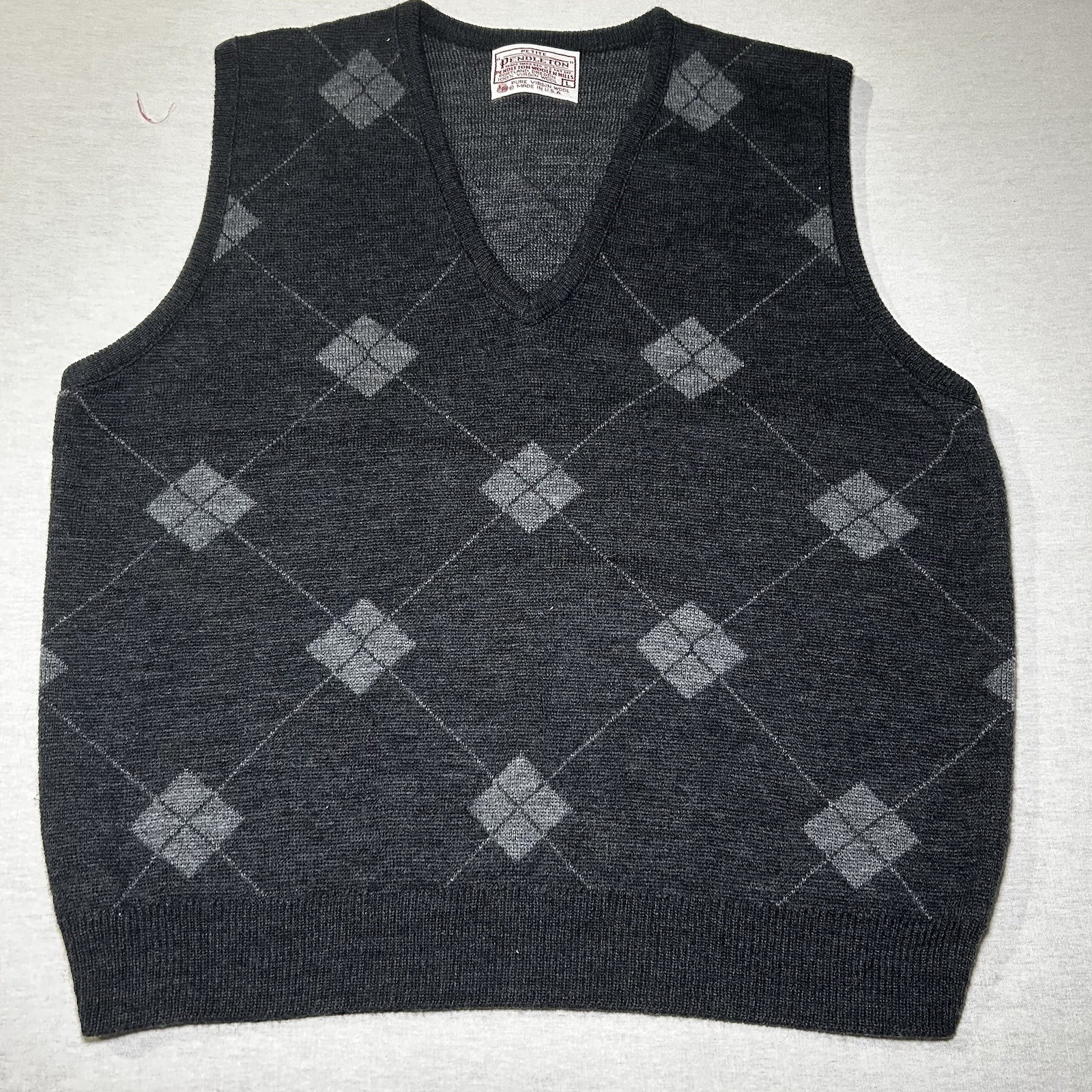 Pendleton petite L argyle virgin wool sweater ves… - image 1