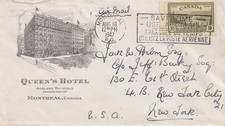Canada: 1947: Montreal Air Mail to New York - Queens Hotel