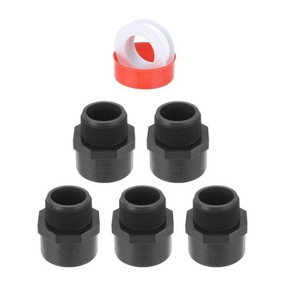 5 Stück 1-1/4'' PVC Rohradapter für SCH40 Muffe Dunkelgrau